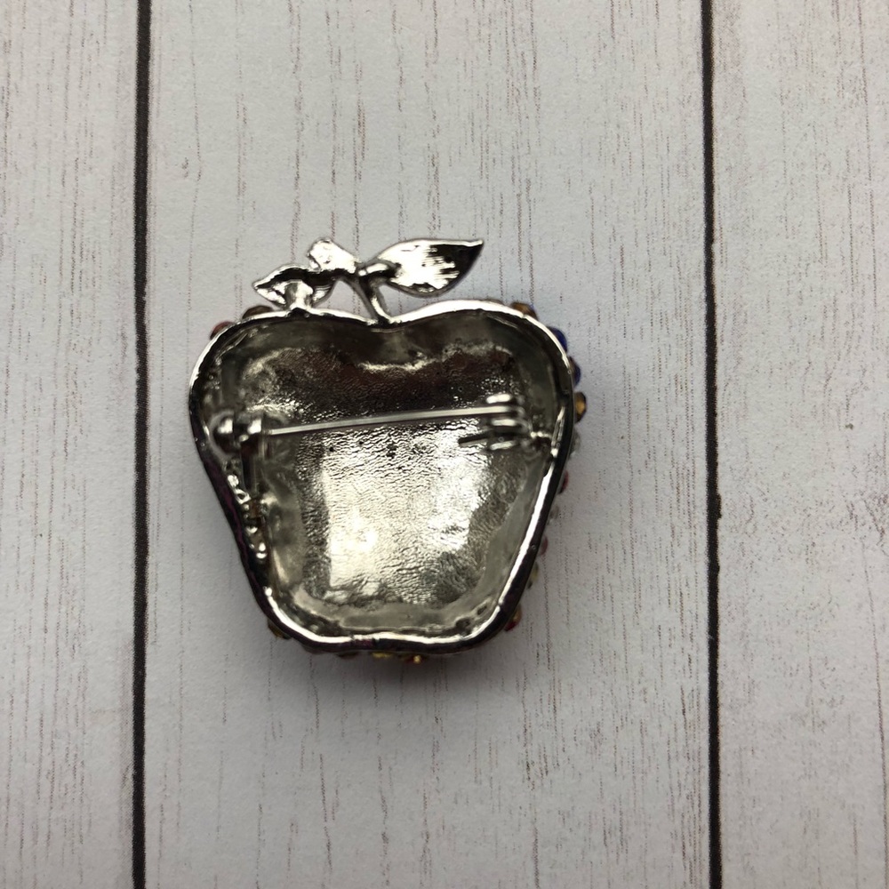 American Flag Apple Rhinestone Pin - Picture 4 of 5